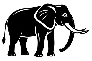 elephant silhouette line art vector illustration with a white background