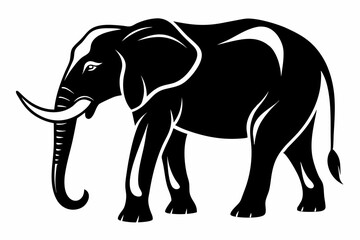 elephant silhouette line art vector illustration with a white background