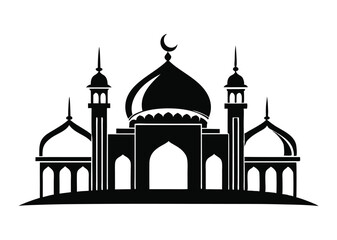 mosque silhouette vector, isolated black silhouette of a mosques collection, black silhouette mosque vector illustration 