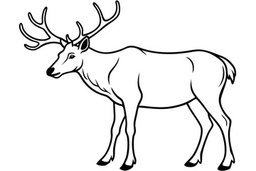 elk silhouette line art vector illustration with a white background