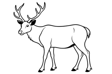 elk silhouette line art vector illustration with a white background