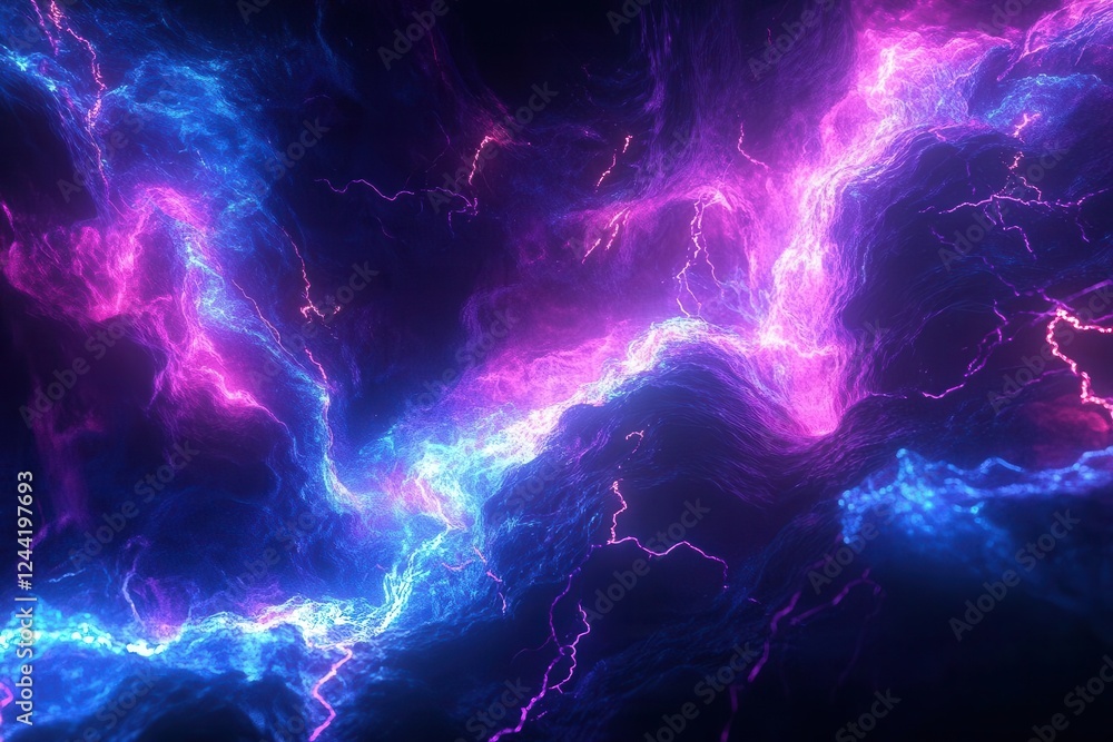 Poster electric lightning rays on black background for dynamic digital art concepts