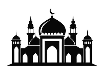 mosque silhouette vector, isolated black silhouette of a mosques collection, black silhouette mosque vector illustration 