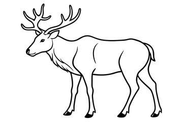 elk silhouette line art vector illustration with a white background