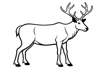 elk silhouette line art vector illustration with a white background