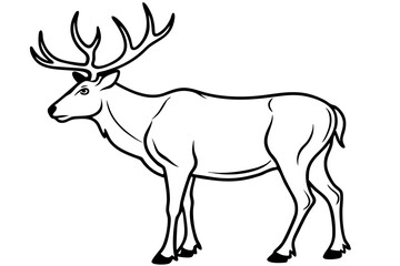 elk silhouette line art vector illustration with a white background