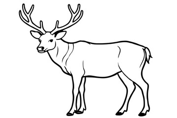 elk silhouette line art vector illustration with a white background