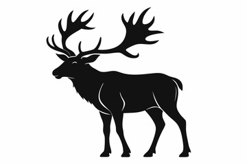 elk silhouette line art vector illustration with a white background