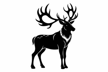 elk silhouette line art vector illustration with a white background