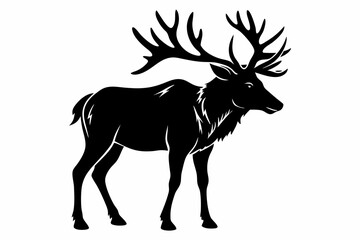 elk silhouette line art vector illustration with a white background