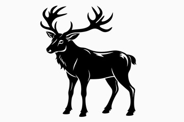 Obraz premium elk silhouette line art vector illustration with a white background