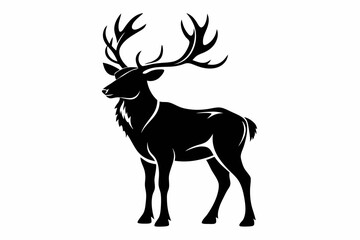 elk silhouette line art vector illustration with a white background