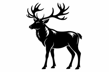 elk silhouette line art vector illustration with a white background