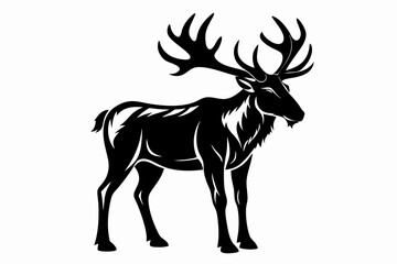 elk silhouette line art vector illustration with a white background