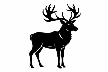 elk silhouette line art vector illustration with a white background