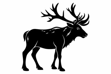 elk silhouette line art vector illustration with a white background