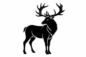 elk silhouette line art vector illustration with a white background