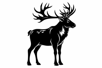 elk silhouette line art vector illustration with a white background