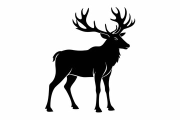 elk silhouette line art vector illustration with a white background