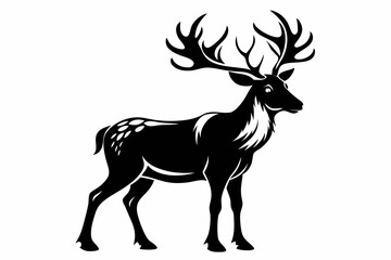 elk silhouette line art vector illustration with a white background