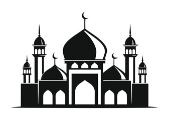 mosque silhouette vector, isolated black silhouette of a mosques collection, black silhouette mosque vector illustration 