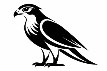 falcon silhouette line art vector illustration with a white background