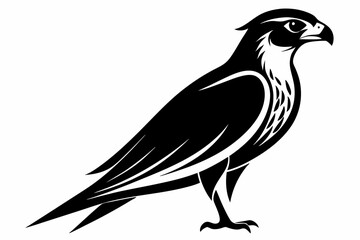 falcon silhouette line art vector illustration with a white background