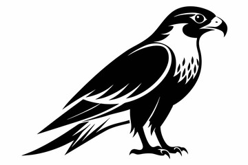 falcon silhouette line art vector illustration with a white background