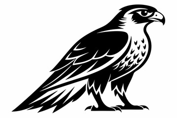 falcon silhouette line art vector illustration with a white background