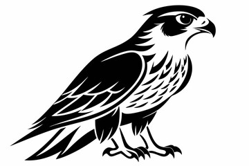 falcon silhouette line art vector illustration with a white background