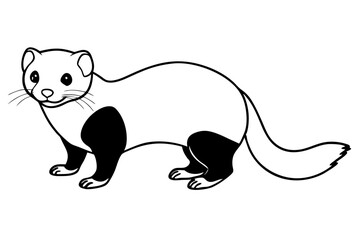 ferret silhouette line art vector illustration with a white background