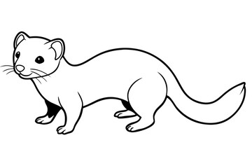 ferret silhouette line art vector illustration with a white background