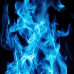 Ethereal Blue Fire Flames Isolated on Black Background for Creative Projects
