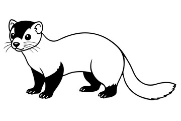 ferret silhouette line art vector illustration with a white background