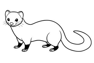 ferret silhouette line art vector illustration with a white background