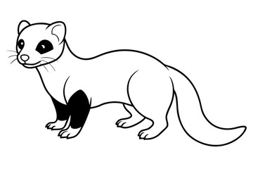 ferret silhouette line art vector illustration with a white background