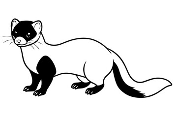 ferret silhouette line art vector illustration with a white background