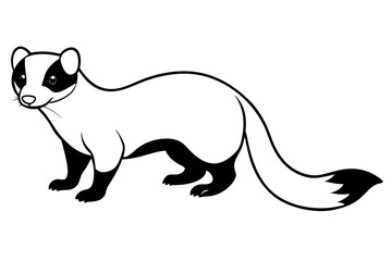 ferret silhouette line art vector illustration with a white background