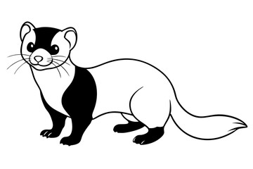 ferret silhouette line art vector illustration with a white background