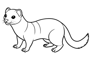 ferret silhouette line art vector illustration with a white background
