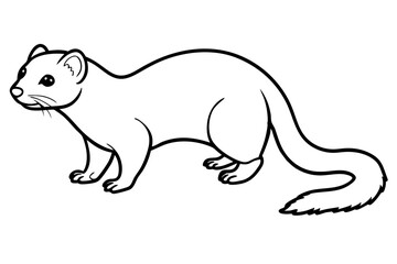 ferret silhouette line art vector illustration with a white background