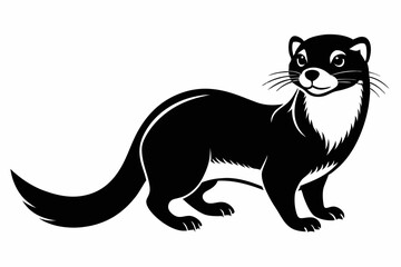 ferret silhouette line art vector illustration with a white background