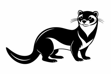 ferret silhouette line art vector illustration with a white background