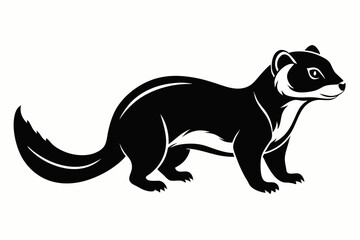ferret silhouette line art vector illustration with a white background