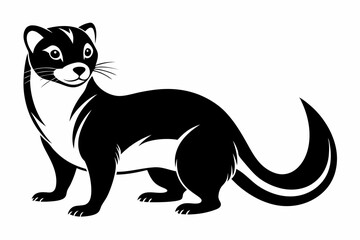 ferret silhouette line art vector illustration with a white background