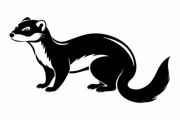 ferret silhouette line art vector illustration with a white background
