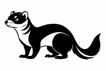 ferret silhouette line art vector illustration with a white background
