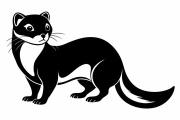 ferret silhouette line art vector illustration with a white background