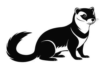 ferret silhouette line art vector illustration with a white background