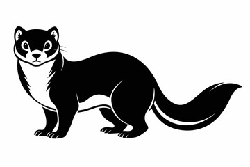 ferret silhouette line art vector illustration with a white background